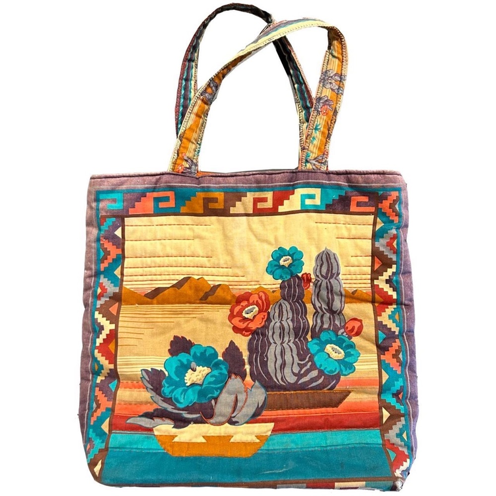 Vintage handmade southwestern tote bag with gorgeous desert graphics & pattern
